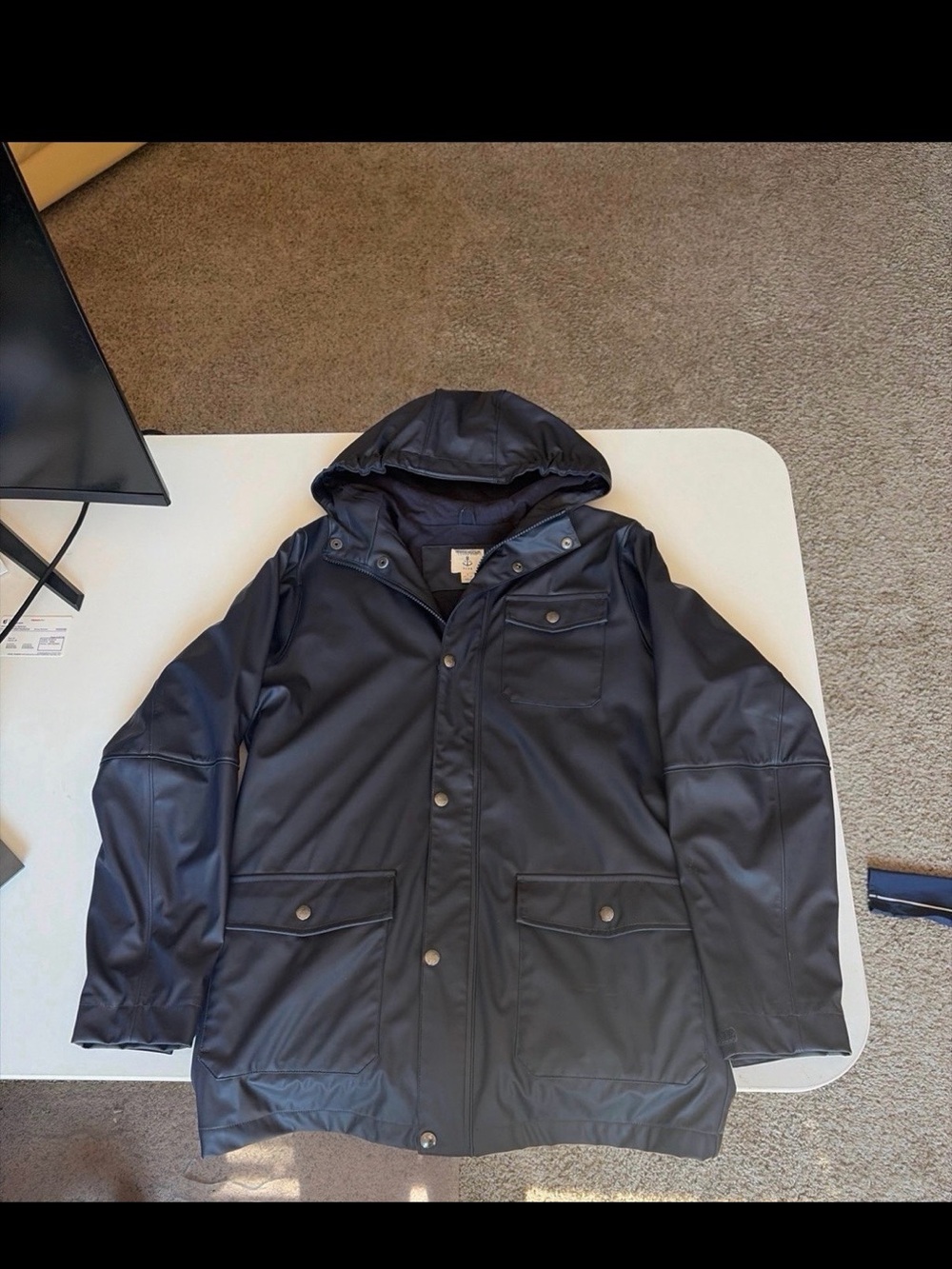 Lands' End Men's Hooded Raincoat in Navy
